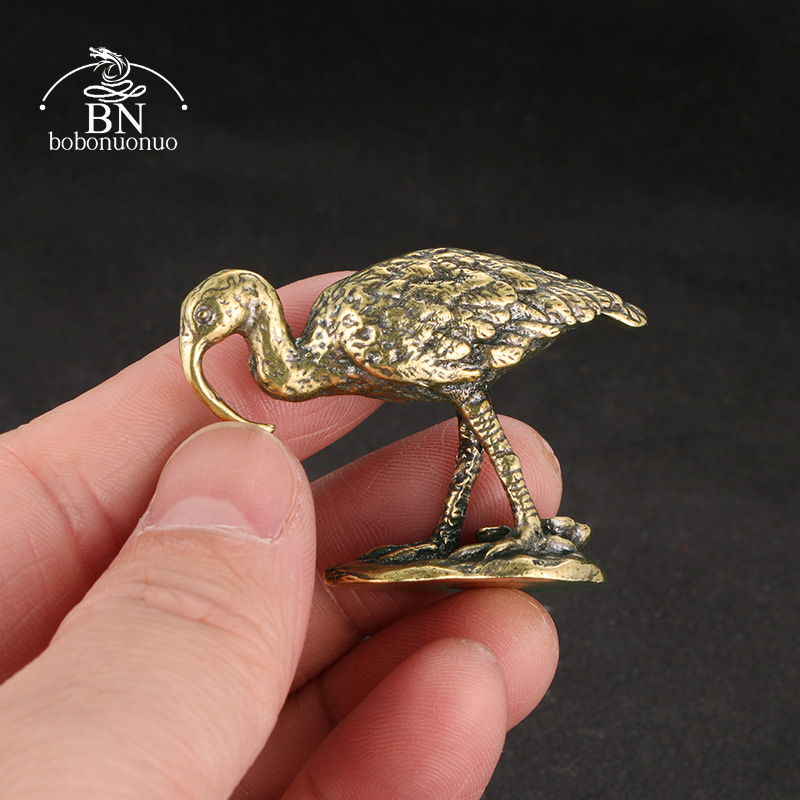 Vintage Collectible Ornaments - Messing-Vintage-Kranichfiguren mit langem Schnabel, Miniaturen, Schreibtischornament,