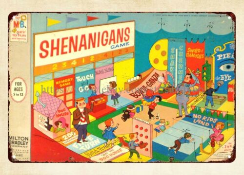 Vintage And Collectible Stores - Shenanigans Brettspiel 1964 Metallblechschild, Vintage-Sammlerstück für
