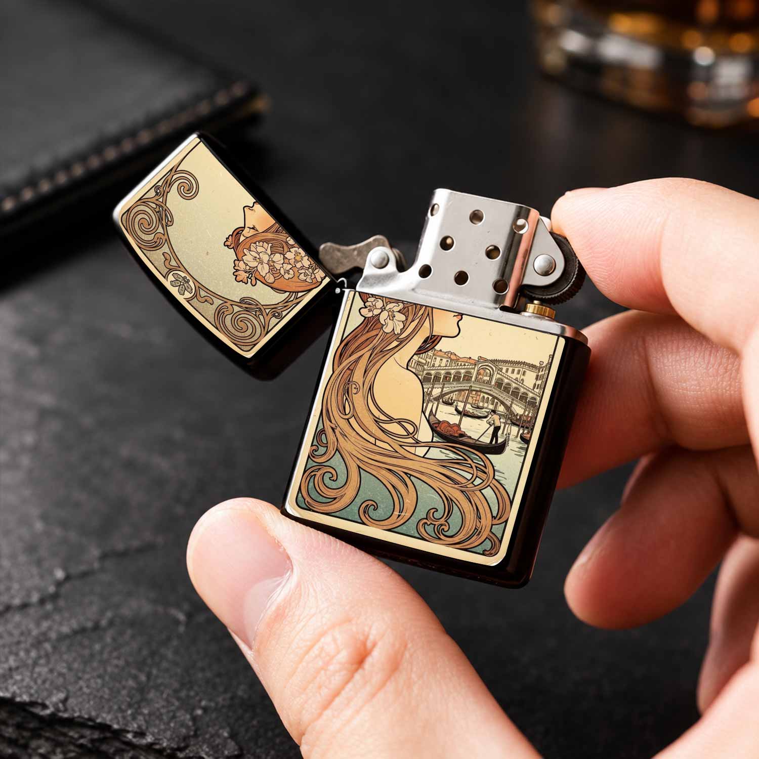 Vintage-Feuerzeug im Art-Nouve – Vintage Collectible Lighters Bewertung und Preis